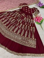 Heavy Embroidery Georgette Gown with Lehenga Skirt and Dupatta (Skirt : Semistitch)