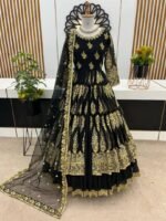 Heavy Embroidery Georgette Gown with Lehenga Skirt and Dupatta (Skirt : Semistitch)