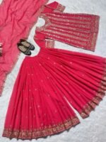 Pink Heavy Sequence Work Sharara Suit