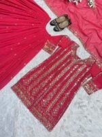 Pink Heavy Sequence Work Sharara Suit