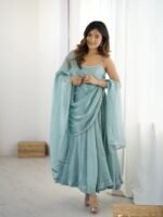 Blue Sleeveless Anarkali with hitfixing