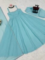 Blue Sleeveless Anarkali with hitfixing