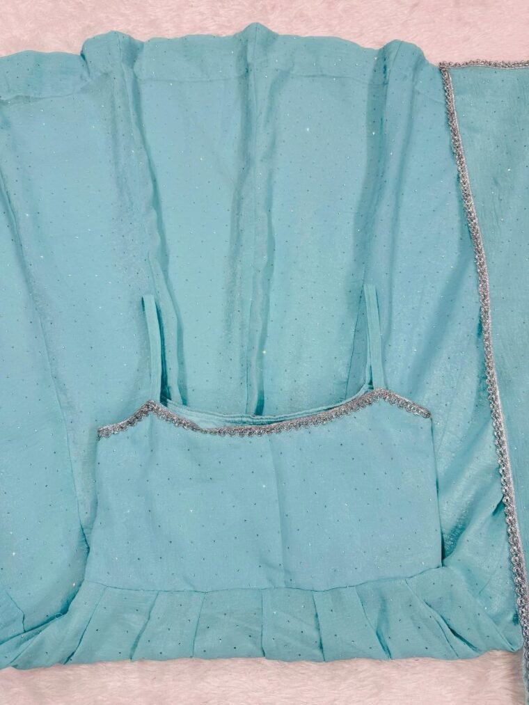 Blue Sleeveless Anarkali with hitfixing