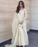 White Heavy Embroidery Sharara Suit