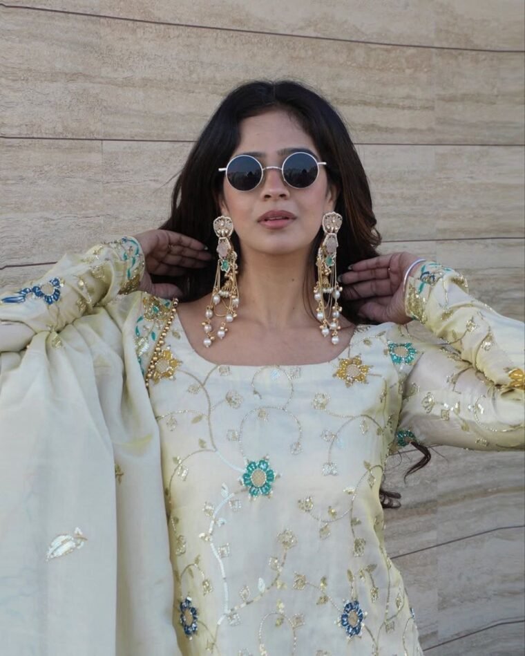 White Heavy Embroidery Sharara Suit