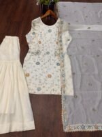 White Heavy Embroidery Sharara Suit