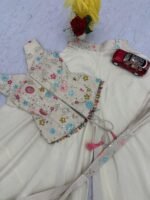 White Embroidery Work Top Plazzo Suit