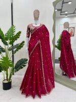 Red Fendy Silk Heavy Embroidery Saree