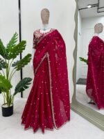 Red Fendy Silk Heavy Embroidery Saree