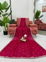 Red Fendy Silk Heavy Embroidery Saree