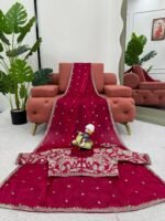 Red Fendy Silk Heavy Embroidery Saree