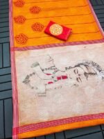 Plain Linen Odisi/Bharatham Design Saree