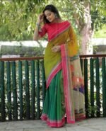Plain Linen Odisi/Bharatham Design Saree