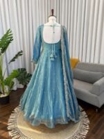 Sky blue Soft Anarkali with Plazzo Dupatta