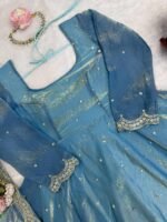 Sky blue Soft Anarkali with Plazzo Dupatta