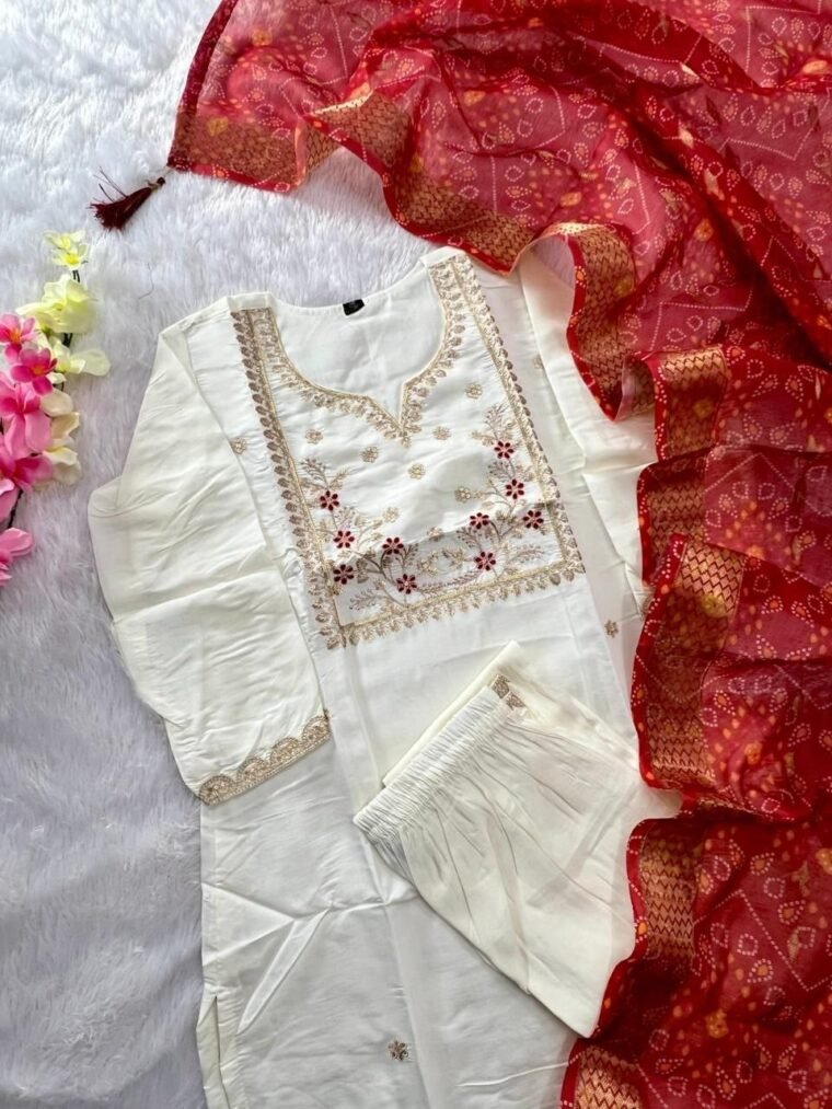 Roman Silk Sequence Work 3pcs Suit