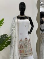 White Embroidery Sharara Suit