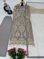 Grey Soft Net Sequence Work 3pcs Suit