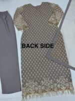 Grey Soft Net Sequence Work 3pcs Suit