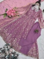 Onion pink heavy embroidery Anarkali