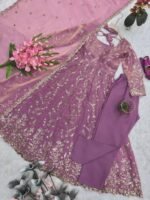Onion pink heavy embroidery Anarkali