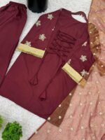 Maroon 3pcs Suit with Sequece work