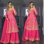 Pink Heavy Sequence Work Sharara Suit