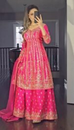 Pink Heavy Sequence Work Sharara Suit