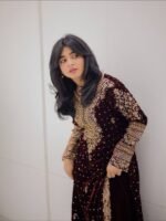 Maroon Velvet Embroidery Sharara Suit