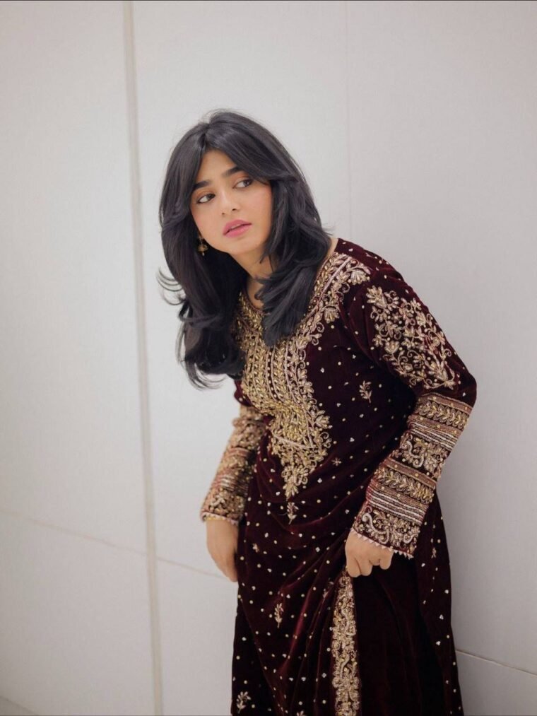 Maroon Velvet Embroidery Sharara Suit