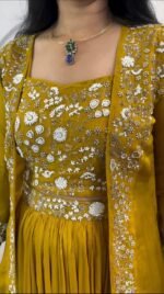 Chinon Silk Shrug Crop Top and Skirt