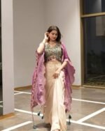 3pcs Suits Shrug Crop Top and drape Skirt