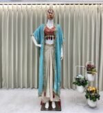 3pcs Suits Shrug Crop Top and drape Skirt