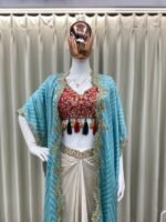 3pcs Suits Shrug Crop Top and drape Skirt