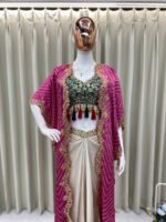 3pcs Suits Shrug Crop Top and drape Skirt