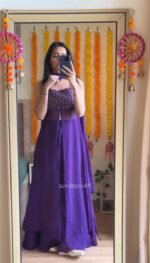 Purple Slit Cut Long Kurti and Plazzo Dupatta
