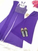 Purple Slit Cut Long Kurti and Plazzo Dupatta