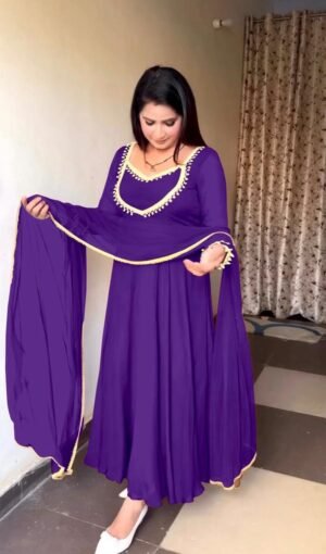 Georgette Flair Anarkali Gown Pants and Dupatta