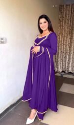 Georgette Flair Anarkali Gown Pants and Dupatta