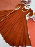 Georgette Flair Anarkali Gown Pants and Dupatta