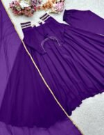 Georgette Flair Anarkali Gown Pants and Dupatta