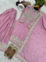Baby Pink Heavy Embroidery Plazzo Suit