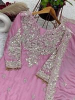 Baby Pink Heavy Embroidery Plazzo Suit