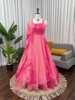 Pink Georgette Real Mirror Work Anarkali