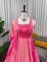 Pink Georgette Real Mirror Work Anarkali