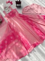 Pink Georgette Real Mirror Work Anarkali