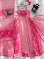 Pink Georgette Real Mirror Work Anarkali