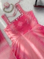 Pink Georgette Real Mirror Work Anarkali