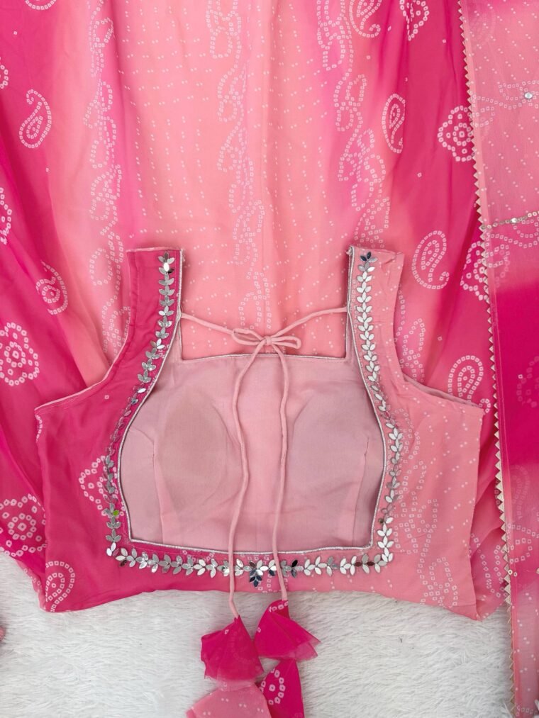 Pink Georgette Real Mirror Work Anarkali