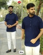 Chikan work Mens Short Kurta